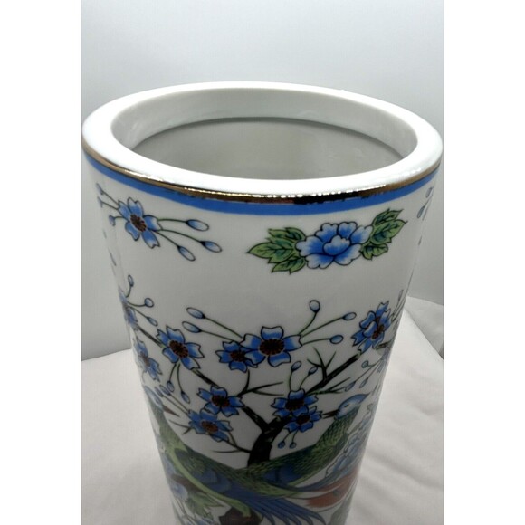 Vintage Asian Floral Bird Decor Gold Trim‎ Vase 10" GAR-G-650 - Picture 4 of 11